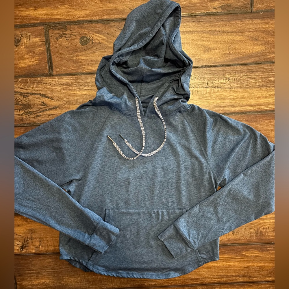 Like New Glyder Charcoal Heathered Blue Hoodie With Kangaroo Pocket